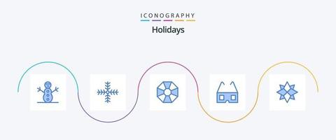 Paquete de 5 iconos de vacaciones azul que incluye. Navidad. regalo. invierno. decoración vector