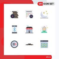 9 Universal Flat Color Signs Symbols of shop wireless mode mobile bluetooth Editable Vector Design Elements