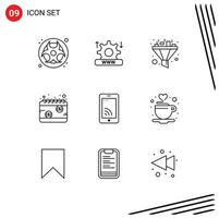 Outline Pack of 9 Universal Symbols of cell tax filter schedule money Editable Vector Design Elements