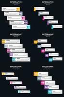 plantilla de diapositiva de presentación del paquete de infografías vectoriales 6 diagramas de ciclo de 5 pasos y líneas de tiempo vector