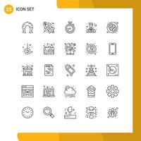 Group of 25 Modern Lines Set for ball officer money avatar location Editable Vector Design Elements