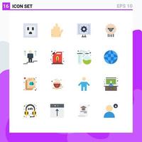 Flat Color Pack of 16 Universal Symbols of man up service user sheep Editable Pack of Creative Vector Design Elements