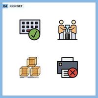 Modern Set of 4 Filledline Flat Colors Pictograph of computers team gadget cooperation design Editable Vector Design Elements