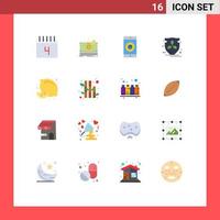 16 Universal Flat Color Signs Symbols of diet food shield application protection eco Editable Pack of Creative Vector Design Elements