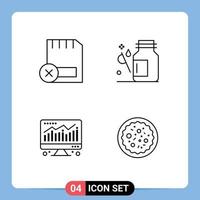 Universal Icon Symbols Group of 4 Modern Filledline Flat Colors of card medicine hardware health chart Editable Vector Design Elements