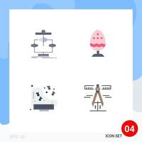 Pack of 4 Modern Flat Icons Signs and Symbols for Web Print Media such as algorithm food diagram boiled egg instrument Editable Vector Design Elements