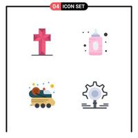 Modern Set of 4 Flat Icons and symbols such as celebration space car easter feeder gear Editable Vector Design Elements