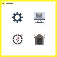 Set of 4 Commercial Flat Icons pack for cog goal compose heart shopping Editable Vector Design Elements