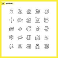 Universal Icon Symbols Group of 25 Modern Lines of design and coding telescope female space astronomy Editable Vector Design Elements