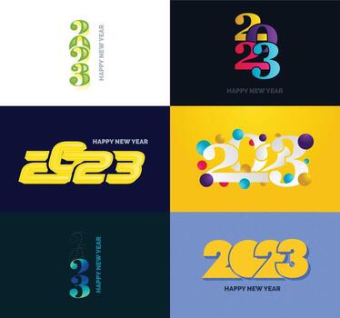 gran conjunto de 2023 feliz año nuevo diseño de texto de logotipo plantilla de diseño de número 2023 vector