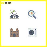 Group of 4 Modern Flat Icons Set for cycle cathedral plant search cross Editable Vector Design Elements