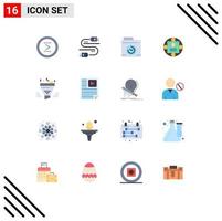 Mobile Interface Flat Color Set of 16 Pictograms of filter modern share manager manager Editable Pack of Creative Vector Design Elements