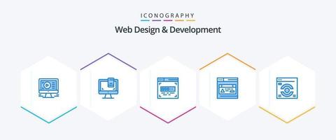 Web Design And Development 25 Blue icon pack including . web. code. web page. web vector