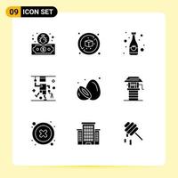 paquete de iconos vectoriales de stock de 9 signos y símbolos de línea para elementos de diseño vectorial editables de lesiones de comida de bebida de kiwi vector