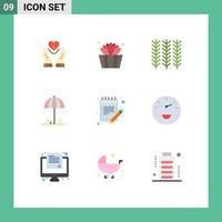 Flat Color Pack of 9 Universal Symbols of order spring cereal weather rain Editable Vector Design Elements