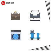 Pack of 4 creative Flat Icons of bag web archive document bike Editable Vector Design Elements