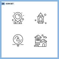 User Interface Pack of 4 Basic Filledline Flat Colors of location human mosque moon professional Editable Vector Design Elements