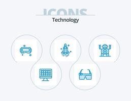 paquete de iconos de tecnología azul 5 diseño de iconos. . cohete. . tecnología vector