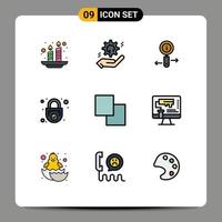 9 Creative Icons Modern Signs and Symbols of security safe solution padlock search Editable Vector Design Elements