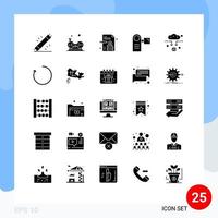 Pictogram Set of 25 Simple Solid Glyphs of equipment electric gym devices business report Editable Vector Design Elements