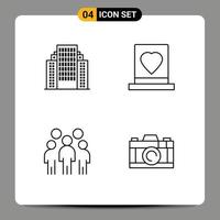 paquete de iconos de vector de stock de 4 signos y símbolos de línea para el grupo de dirección compañía amor liderazgo elementos de diseño de vector editables