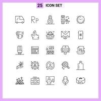 Line Pack of 25 Universal Symbols of hair watch ecology time home Editable Vector Design Elements