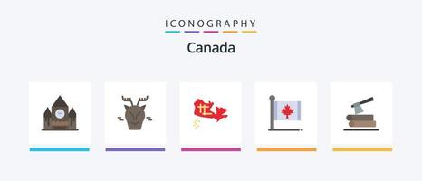 paquete de iconos de canadá flat 5 que incluye registro. arce. Canadá. lámina. otoño. diseño de iconos creativos vector