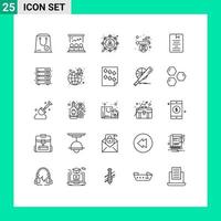 Set of 25 Vector Lines on Grid for book health team cigarette marketing Editable Vector Design Elements