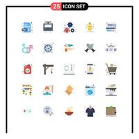 Flat Color Pack of 25 Universal Symbols of card coins antivirus transfer money Editable Vector Design Elements