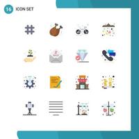 Set of 16 Modern UI Icons Symbols Signs for ecology sleep bicycle mobile race Editable Pack of Creative Vector Design Elements