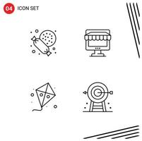 Modern Set of 4 Filledline Flat Colors Pictograph of supermarket easter ecommerce store spring Editable Vector Design Elements