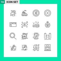 User Interface Pack of 16 Basic Outlines of draw wireframe computer ux layout Editable Vector Design Elements