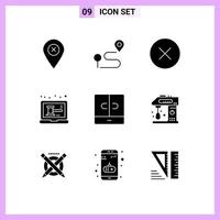 9 User Interface Solid Glyph Pack of modern Signs and Symbols of baking interior auction furniture closet Editable Vector Design Elements