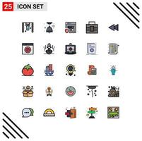 Universal Icon Symbols Group of 25 Modern Filled line Flat Colors of find reverse web back tools Editable Vector Design Elements