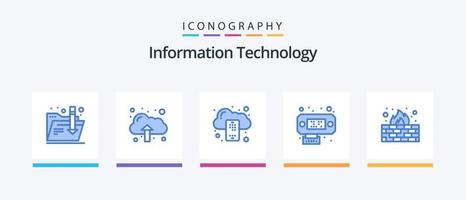 paquete de iconos azul 5 de tecnología de la información que incluye . Internet. móvil. cortafuegos interfaces diseño de iconos creativos vector