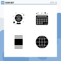 Pictogram Set of 4 Simple Solid Glyphs of computer earth diet planning cover web Editable Vector Design Elements