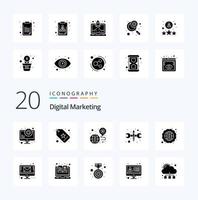 20 Digital Marketing Solid Glyph icon Pack like integration favorite tools repair vector