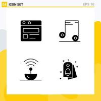 4 Creative Icons Modern Signs and Symbols of business signal music antenna tag Editable Vector Design Elements