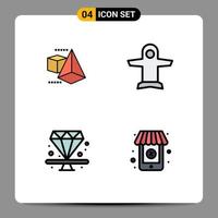 Set of 4 Modern UI Icons Symbols Signs for model jewel plane vehicles online Editable Vector Design Elements