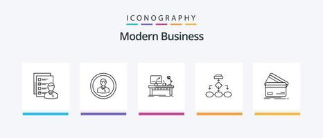 Modern Business Line 5 Icon Pack Including business. analytics. aim. report. mountains. Creative Icons Design vector