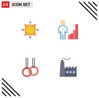 4 Universal Flat Icons Set for Web and Mobile Applications focus management arrow chart gymnastics Editable Vector Design Elements