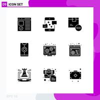 Solid Glyph Pack of 9 Universal Symbols of heart app marketing logistic delivery Editable Vector Design Elements