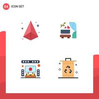 Pack of 4 creative Flat Icons of box home printing wedding theater Editable Vector Design Elements