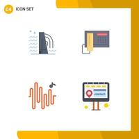 Modern Set of 4 Flat Icons Pictograph of building sine industry cell billboard Editable Vector Design Elements