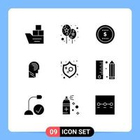 9 Universal Solid Glyphs Set for Web and Mobile Applications feminism mind business manipulate access Editable Vector Design Elements