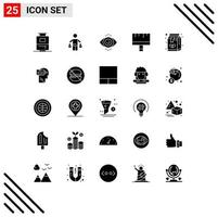 Stock Vector Icon Pack of 25 Line Signs and Symbols for coffee beverage eye test tools brush Editable Vector Design Elements