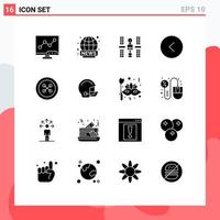 Set of 16 Vector Solid Glyphs on Grid for clothing left complex circle space Editable Vector Design Elements