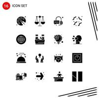 Pictogram Set of 16 Simple Solid Glyphs of help communication operator center spooky Editable Vector Design Elements