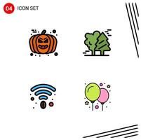 Mobile Interface Filledline Flat Color Set of 4 Pictograms of face cafe avatar canada wifi Editable Vector Design Elements