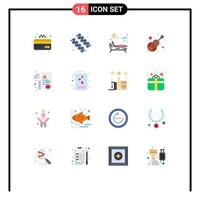 16 Universal Flat Color Signs Symbols of file digital park violin music Editable Pack of Creative Vector Design Elements